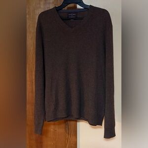 Black Brown 1826 100% 2 Ply Cashmere V-Neck Mens XL Sweater